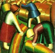 Kazimir Malevich taking in the rye painting